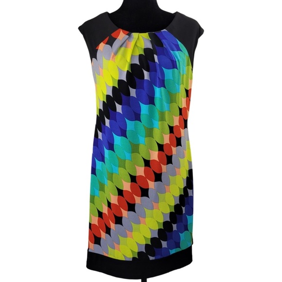 London Times Womens Shift Dress Go Go Mod Retro Design Polyester Spandex 14P - Picture 1 of 9